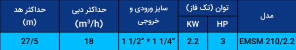 پمپ جت تک فاز بدنه استیل سری EMSm - تصویر 4